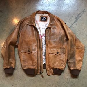 Tiger Fox Tan Leather Flight Jacket (size L)